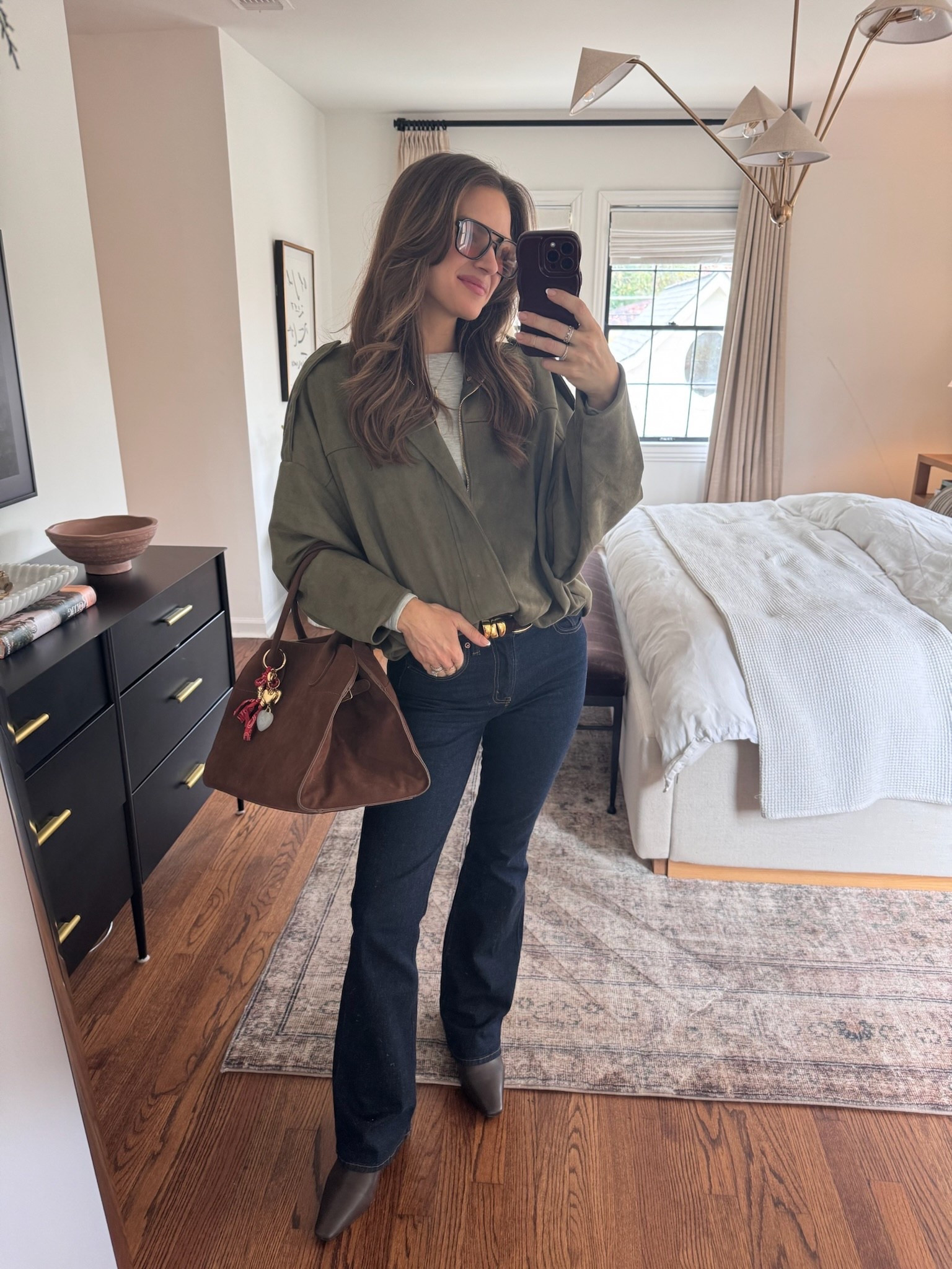 OOTD ✨ my new suede bomber find for under $40!!! 
Wearing a size small
code: LAURENR20 for my booties


#LTKgrwm #LTKmomlife #LTKdayinmylife