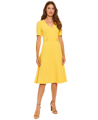 Women's V-Neck Side Tab Midi Dress | Macy's