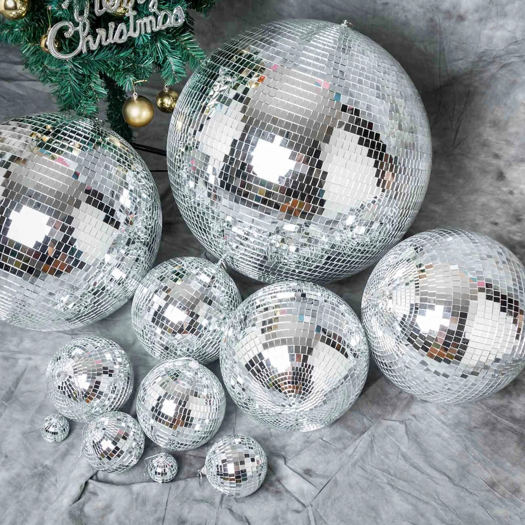 20 Large Silver Disco Ball Ornaments, Glass Mirror Foam Ball With Hanging Swivel Ring, Reflection... | Etsy (US)