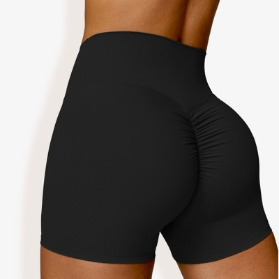 Anna-Kaci Active Women's High Waist Scrunch Butt Yoga Shorts- Small, Black | Target