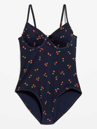 Textured One-Piece Balconette Swimsuit | Old Navy (US)