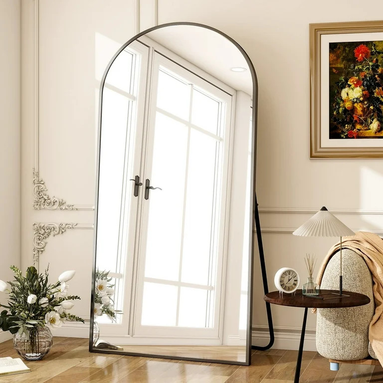 BEAUTYPEAK 77"x39" Arch Full Length Mirror Oversized Floor Mirrors for Standing Leaning, Black | Walmart (US)