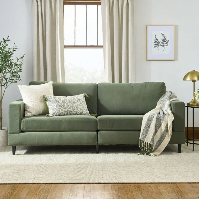 Better Homes & Gardens Springwood Wood Frame Sofa, Olive | Walmart (US)
