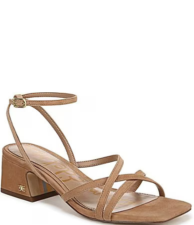 Sam Edelman Whitley Suede Block Heel Strappy Dress Sandals - 9 | Dillard's