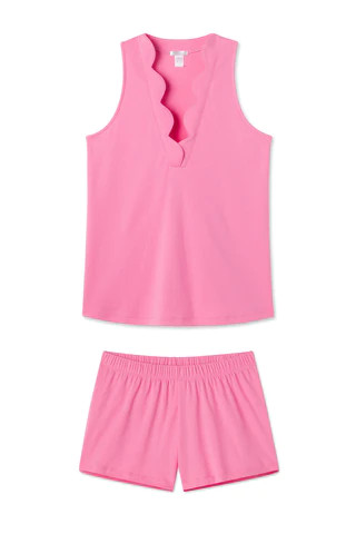 Pima Scallop Shorts Set in Zinnia | Lake Pajamas