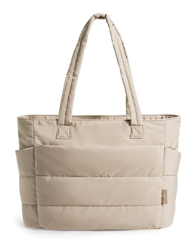 BAGSMART Tote Bag for Women, Lightweight Puffy Tote Bag with Compartments Quilted Shoulder Bag Ha... | Amazon (US)