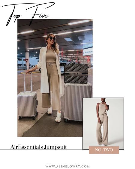 Top Two of this week! Airport outfit idea that is very comfortable. This jumpsuit is PERFECT to travel , stretchy and beautiful. It has pockets. Runs true to size, I am wearing a size small. Use code : ALINE10XSPANX