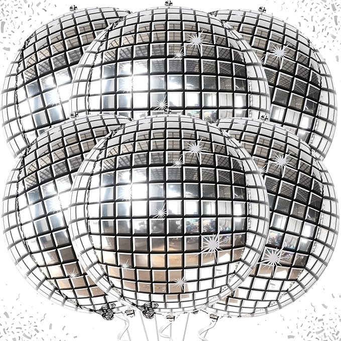 KatchOn, Silver Disco Ball Balloons Decorations - 22 Inch, Pack of 6 | 4D Sphere Disco Balloons, ... | Amazon (US)