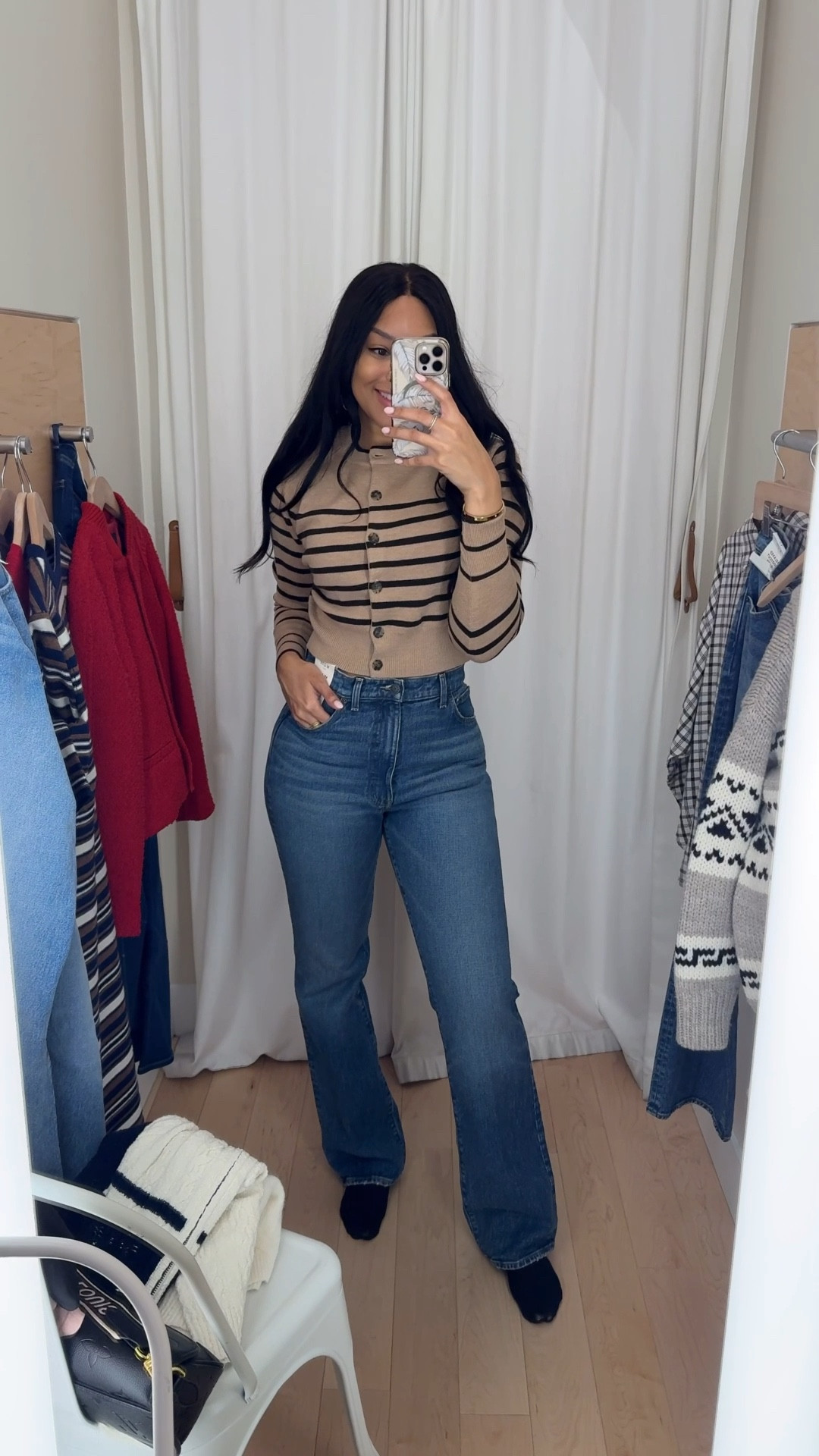 A soft cropped cardigan = perfection 😍 the cutest boxy fit! Madewell wearing size XXS in cardigan and 27 Tall in relaxed bootcut jeans 🤎💙

Madewell, merino wool, striped cardigan, casual outfit, winter outfit women, high rise jeans, button front, business casual, cozy, classy, timeless, capsule

#LTKFindsUnder100