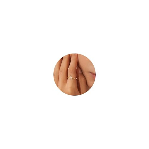 Turandoss Mothers Day Gifts - Initial Rings for Women, Dainty 14K Gold Plated Initial A Letter Adjustable Rings for Women Non Tarnish Trendy Jewelry Mothers Day Gifts for Girlfriend Wife | Amazon (US)