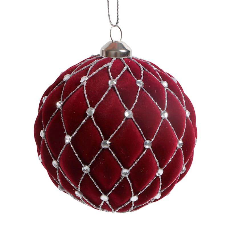 Burgundy Flocked Ornament, 3" | At Home