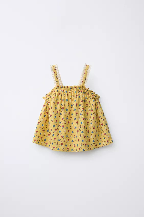 LINEN BLEND FLORAL PRINT TOP | Zara US