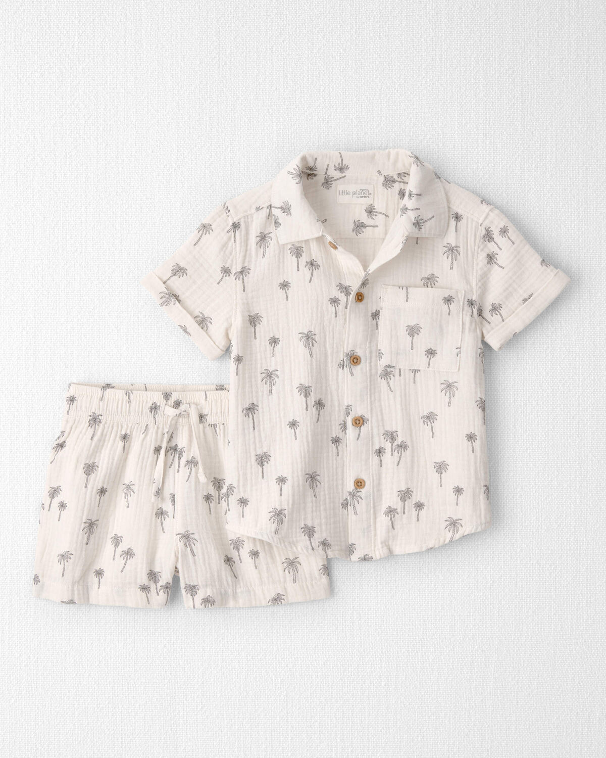 Toddler Boy 2-Piece Organic Cotton Gauze Top & Short Set in Palm Trees | Carter's Inc