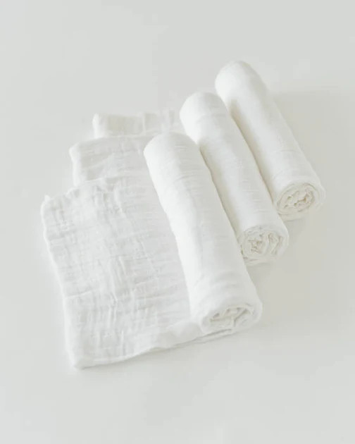 Cotton Muslin Swaddle Blanket 3 Pack - White | Little Unicorn