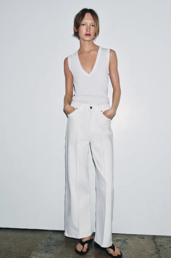 ZW COLLECTION WIDE LEG HIGH-RISE JEANS | Zara US