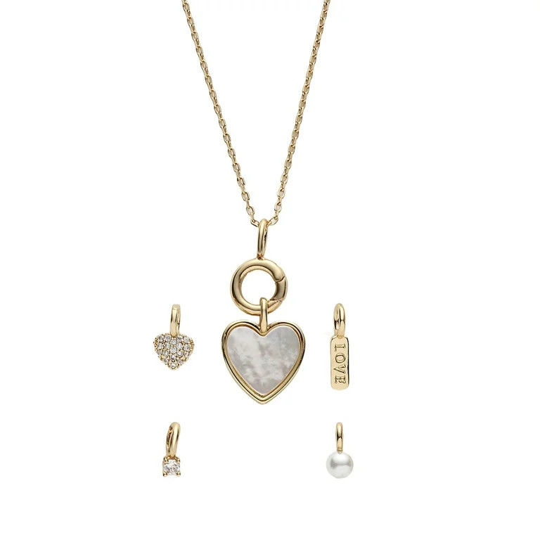 Believe by Brilliance Women's Charm Necklace with Mother of Pearl in 14KT Gold Flash Plated Brass | Walmart (US)