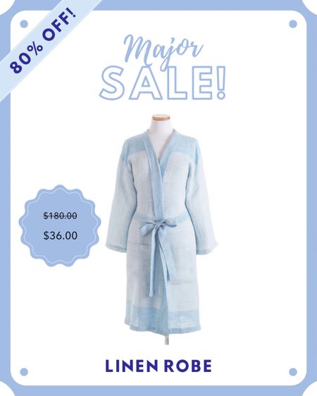 Wow!! This pretty light blue linen robe is now 80% OFF!! 🤯 originally $180 and now just $36!! 😍👏🏻👏🏻👏🏻

#LTKsalealert #LTKFind #LTKunder50