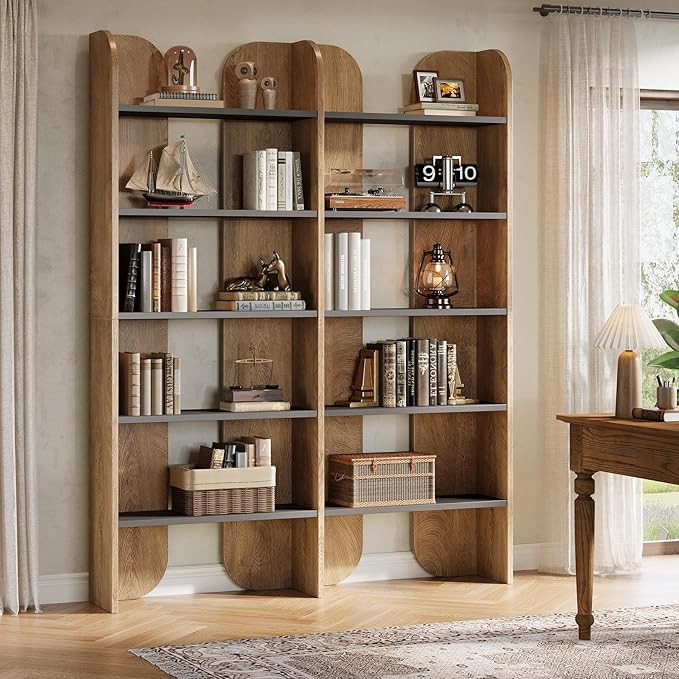 Tribesigns 5-Tier Farmhouse Bookshelf, 70.87-Inch Tall Double Wide Bookcase with Open Shelves, Fl... | Amazon (US)