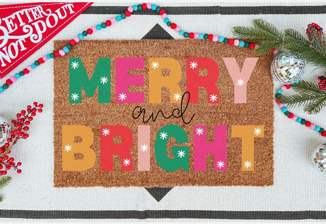 Merry and Bright Doormat Funny Doormat Merry Christmas - Etsy | Etsy (US)