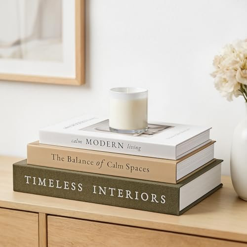 JARLINK Beautiful Decorative Books, Set of 3 Stackable Fake Books for Coffee Table, Shelf & Mantel Decor - Modern Home Decor W/Hidden Storage for Photos, Keepsakes & Living Room Styling, Olive Green | Amazon (US)