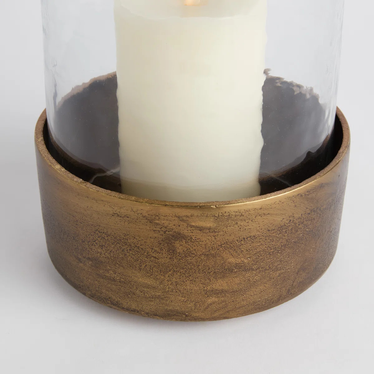 Brindisi Hammered Glass and Cast Aluminum Antique Brass Hurricane Large | Wayfair North America