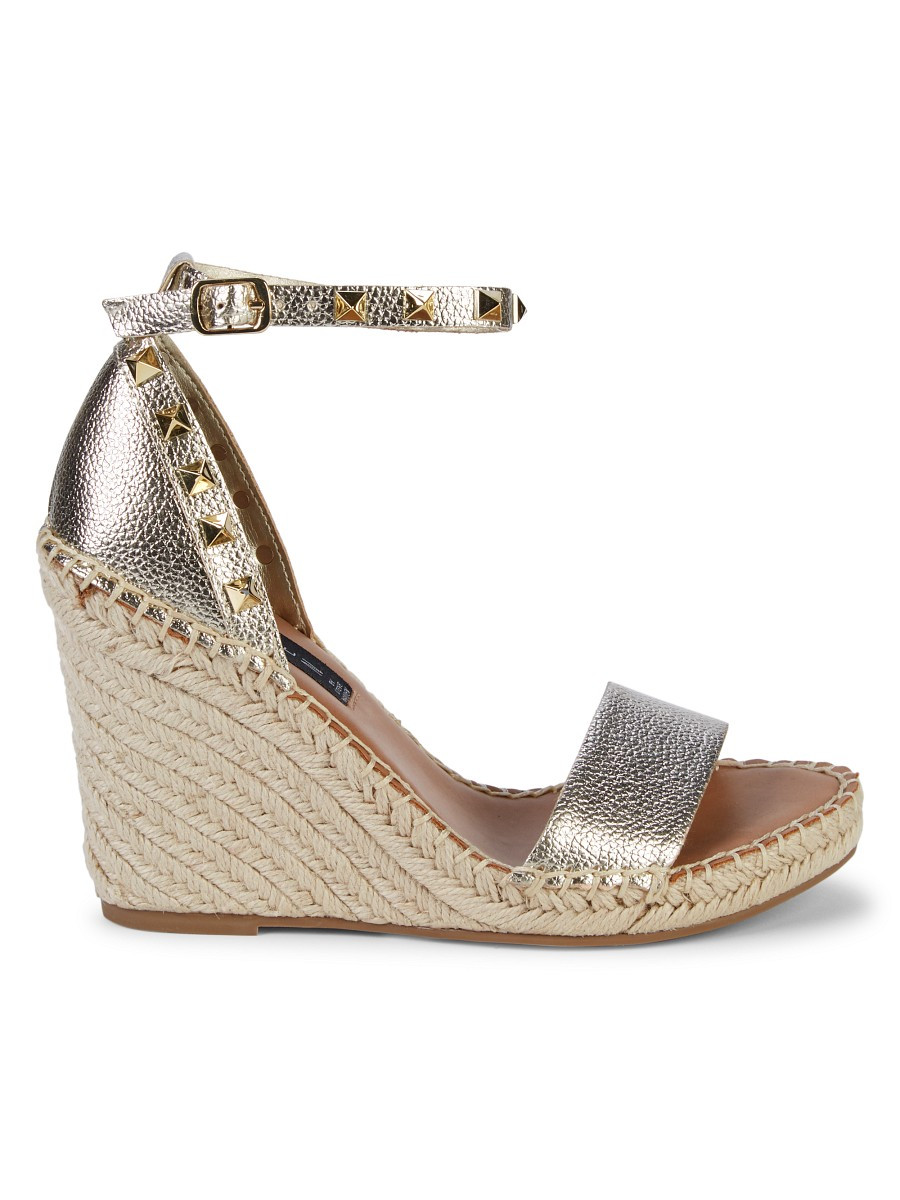 Steven New York Women's Kaye Faux-Leather Espadrilles - Gold - Size 8 | Saks Fifth Avenue OFF 5TH