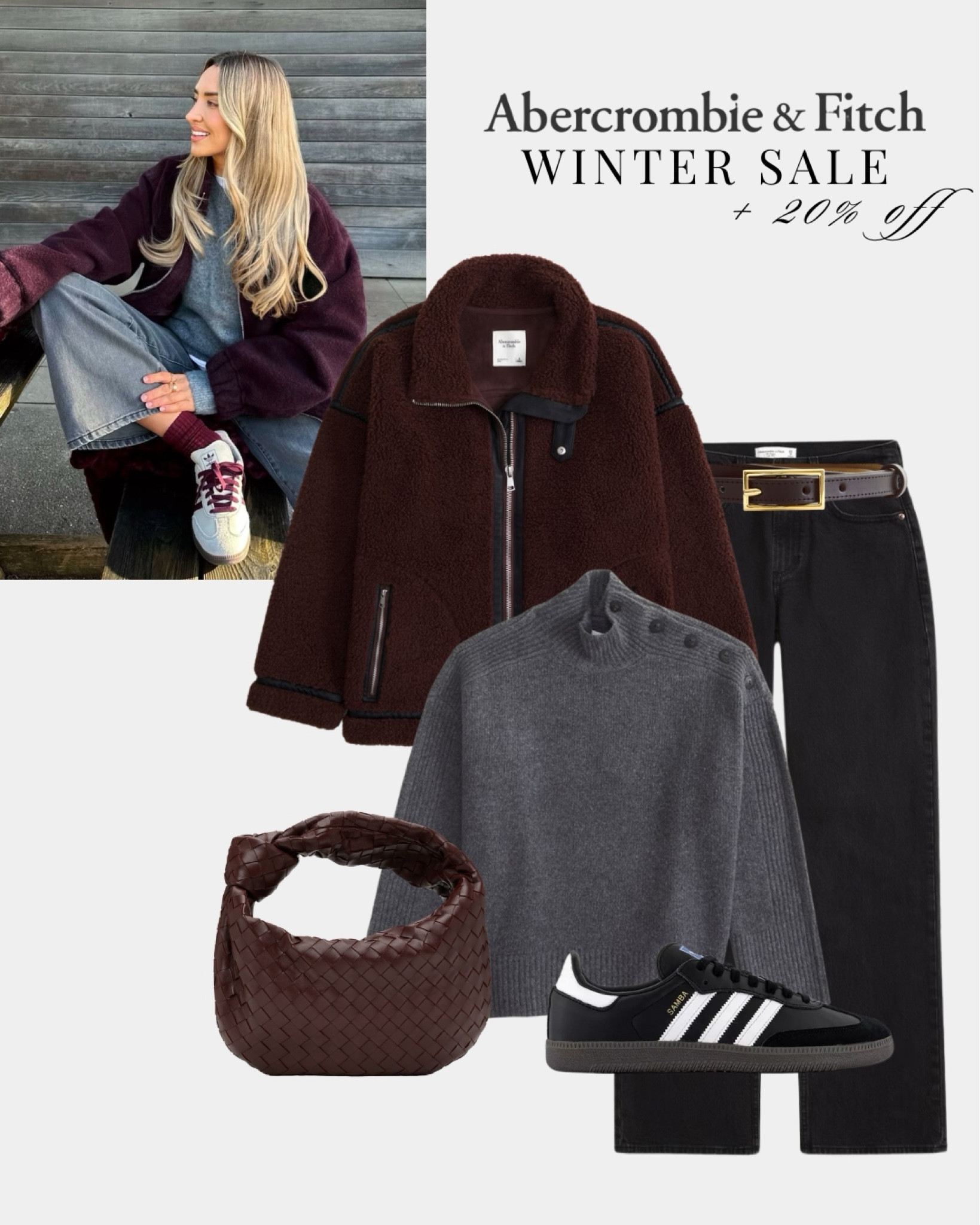 Recreate one of my favourite 2024 looks with the Abercrombie Winter Sale ❄️🚨 up to 40% off PLUS extra 20% off! Cosy burgundy and grey winter casual look, burgundy fleece Sherpa jacket, oversized knitwear jumpers, jeans, Adidas trainers and Bottega Veneta burgundy bag

#LTKfitness #LTKwinter #LTKsale