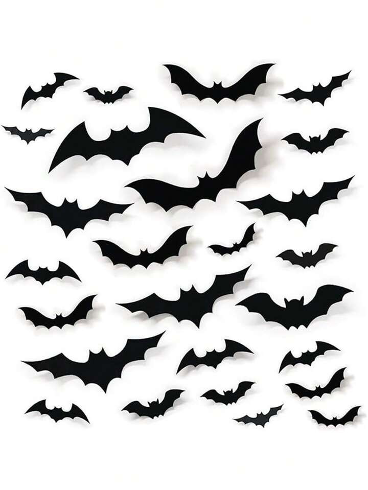 96pcs Bat Decorations - 3D Bat Wall Stickers, 4 Sizes, Reusable For DIY, Bathroom, Bar, Office, I... | SHEIN
