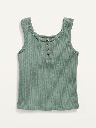 Cropped Rib-Knit Henley Tank Top for Girls | Old Navy (US)