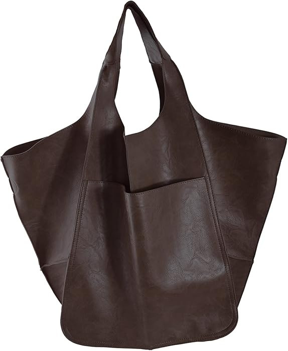 KlaOYer Oversized Leather Tote Bag Huge Capacity Work Hobo Pu Leather Bucket Purse And Handbag La... | Amazon (US)