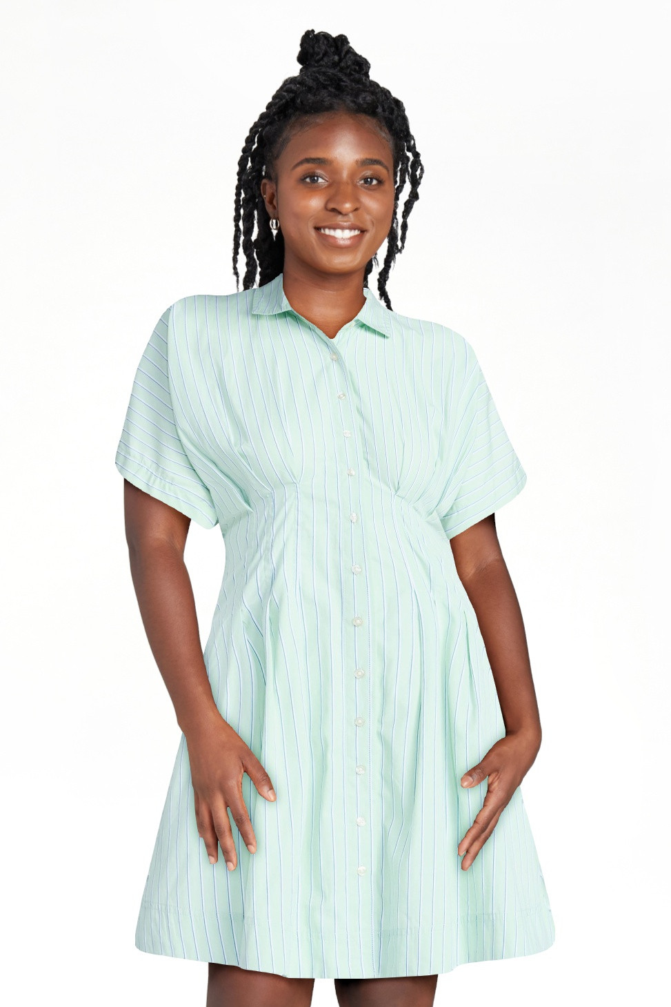 Free Assembly Women's Cotton Corset Mini Shirtdress with Short Sleeves, Sizes XS-XXL | Walmart (US)