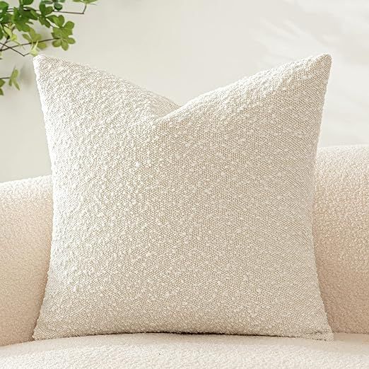 Woaboy Pack of 1 Decorative Throw Pillow Cover Pillowcase Textured Boucle Square Sofa Couch Pillo... | Amazon (US)