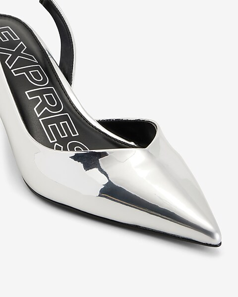 Metallic Slingback Kitten Heel Pumps | Express
