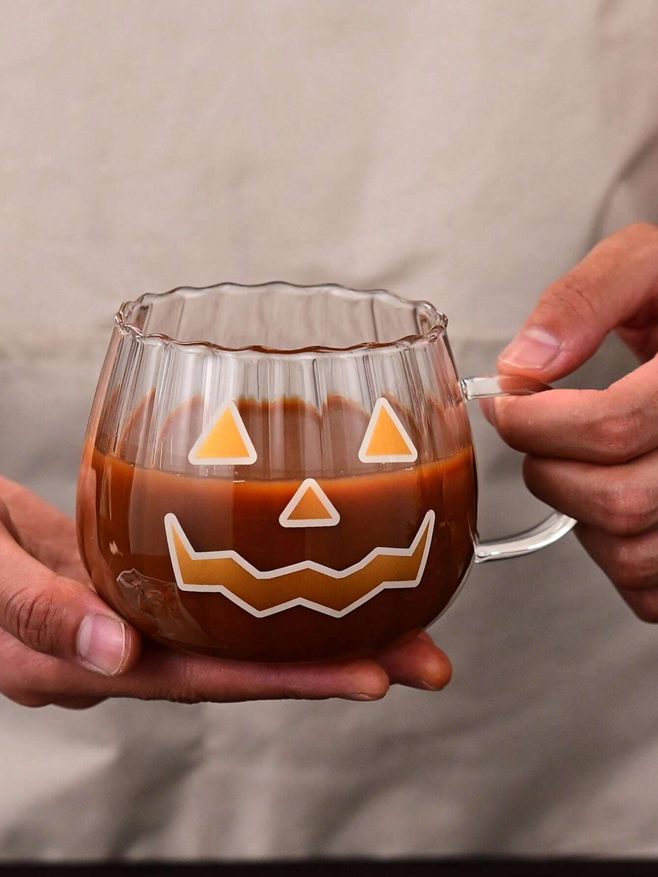 Trends1pc Halloween/Christmas Pumpkin Mug, High-Quality Transparent Glass Coffee Cup, Home Use | SHEIN