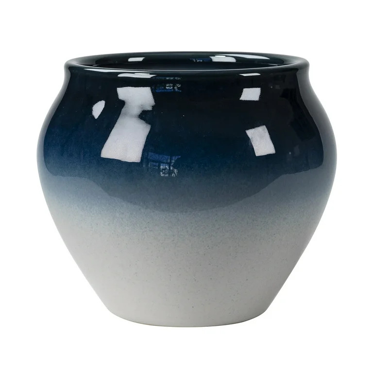Better Homes & Gardens 6" x 6" x 5" Round Blue Ceramic Misty Plant Planter | Walmart (US)