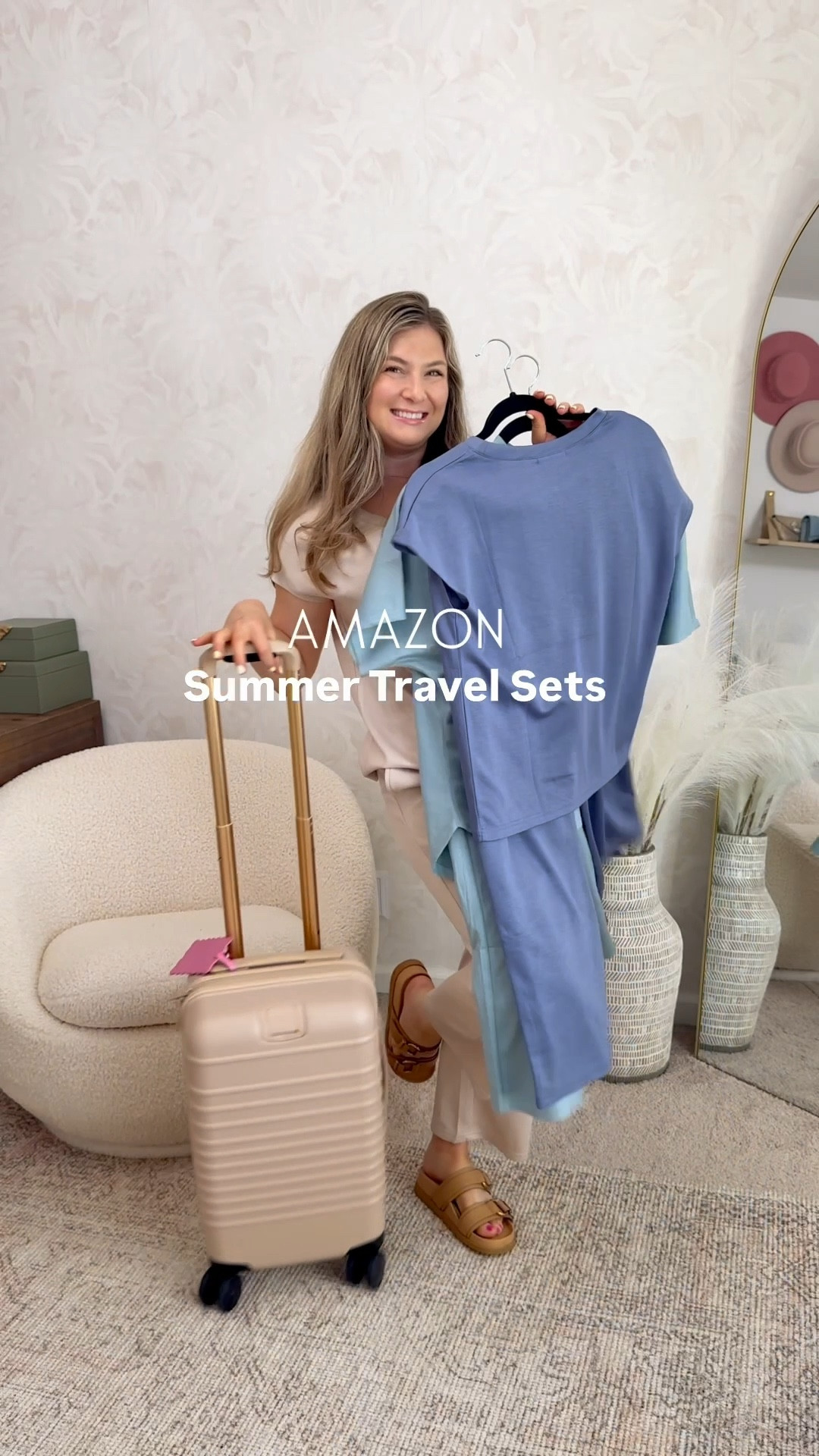 Amazon travel sets 
Lightweight, with pockets and lots of different top options! I love how they are cropped too! 

Beis luggage carry on size and dolce vita slides leather sandals gold buckle on sale 

#LTKSummerEdit #LTKTravel #LTKFindsUnder50