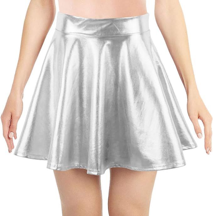 Simplicity Women's Metallic Ballet Dance Flared Skater Skirt Fancy Dress | Amazon (US)