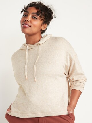 Loose Cropped Sweater-Knit Hoodie for Women | Old Navy (US)