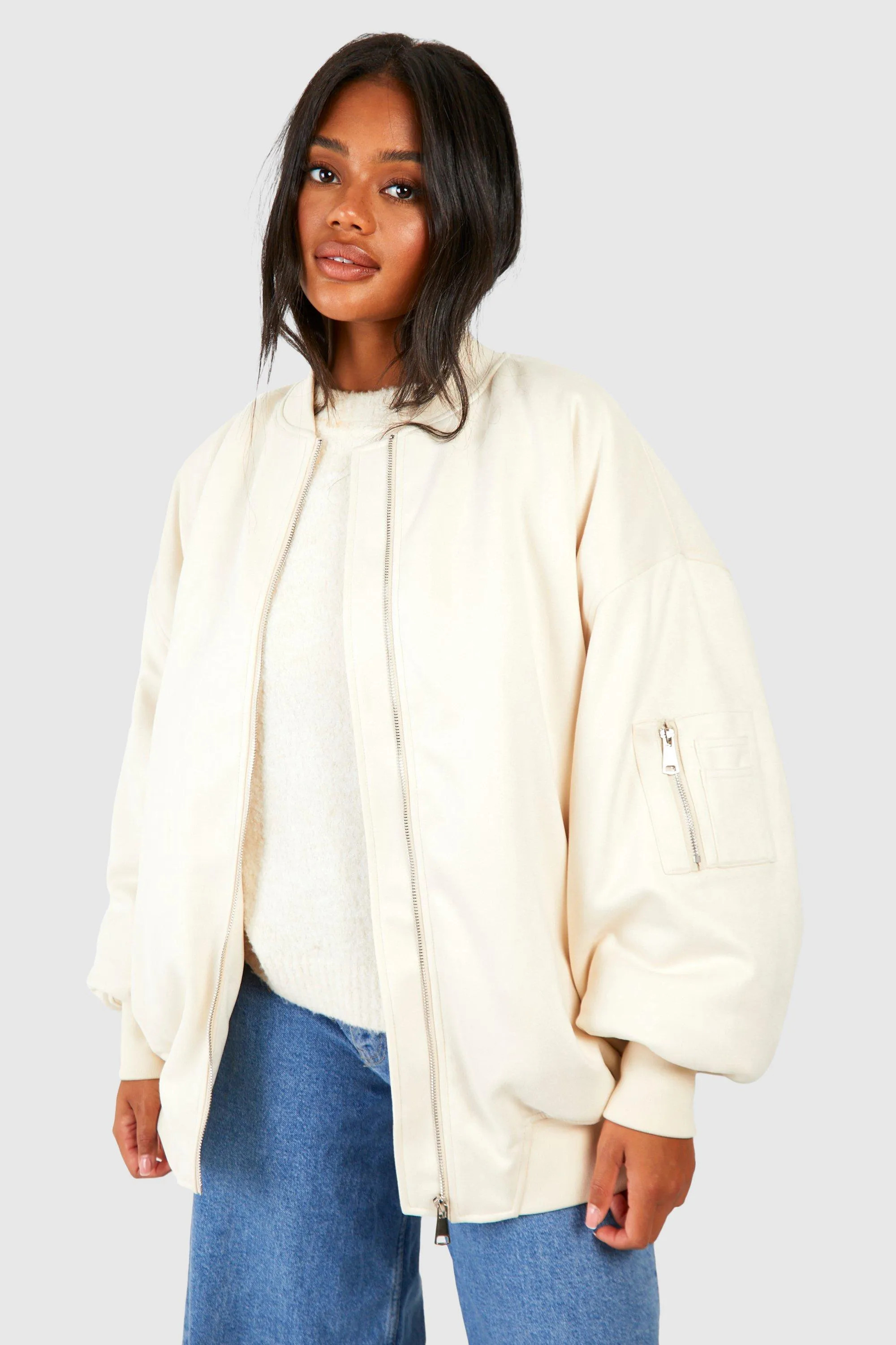 Oversized Faux Suede Bomber Jacket | Boohoo.com (UK & IE)