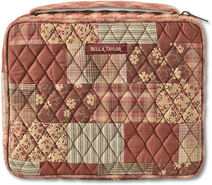 Bella Taylor Quilted Bible Cover for Women - Large Study Bible Case - Burgundy Patch | Amazon (US)