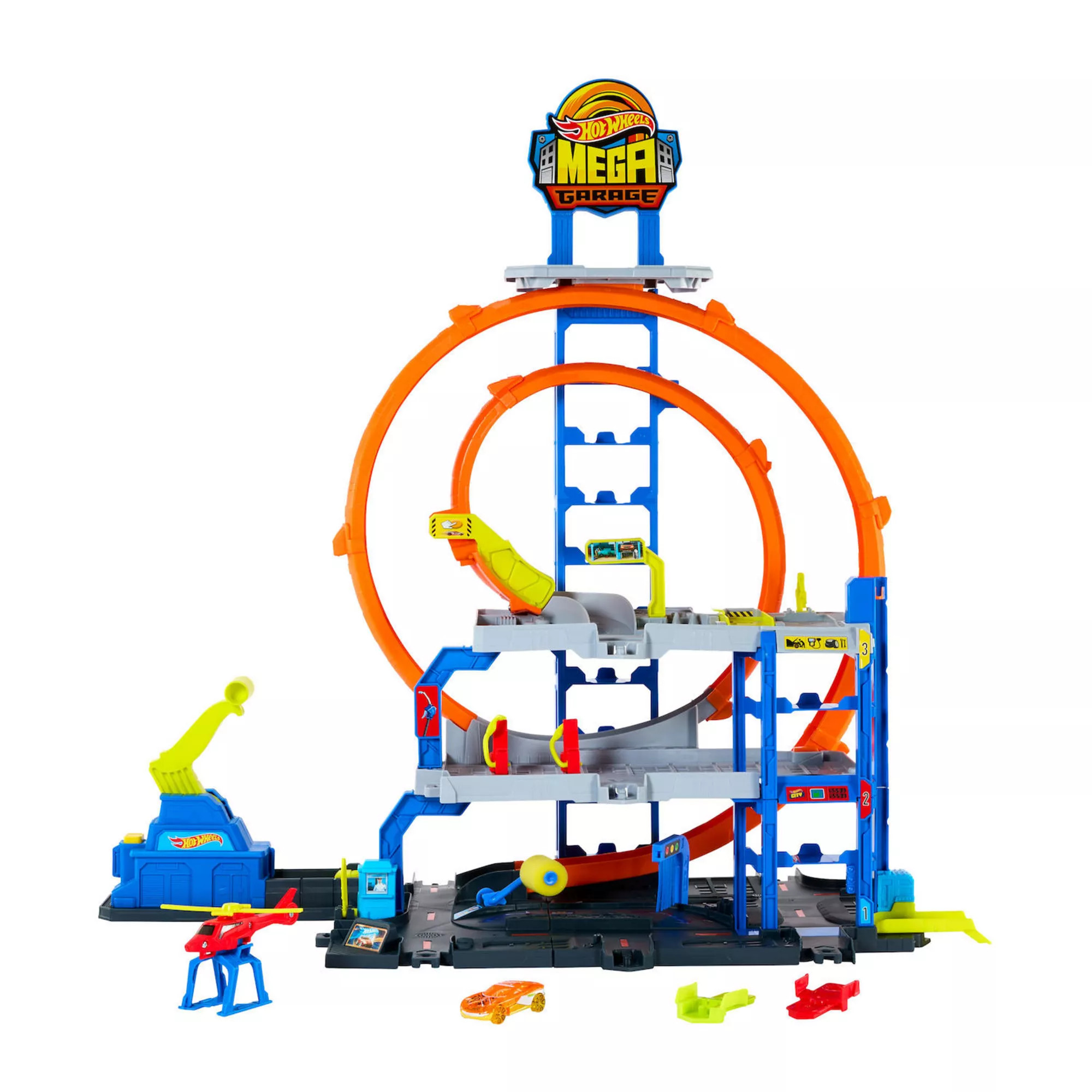 Hot Wheels Mega Loop Garage Playset with Die-Cast Car & Helicopter | Kohl's
