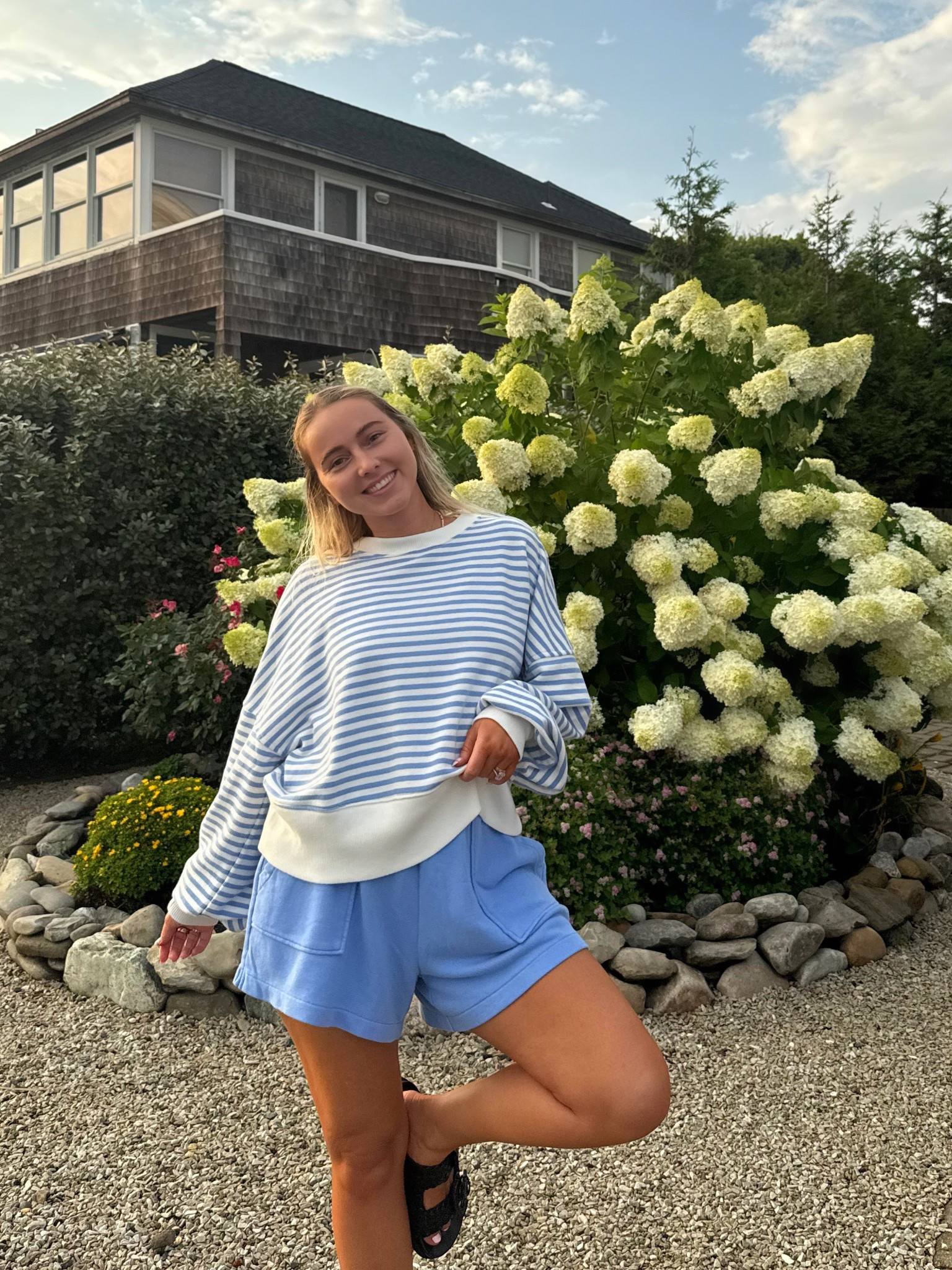 Cozy colorful summer lounge set! Also comes in a cute beige striped set. Shorts are $20 and sweatshirt is on sale, too! Sweatshirt fits a bit oversized so I’d size down! 