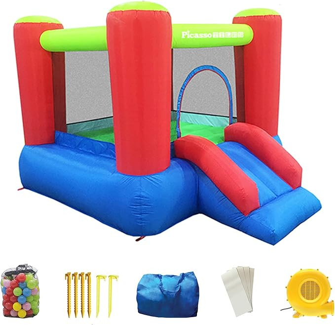 PicassoTiles KC106 8x7 Foot Junior Inflatable Bouncer, Kid Park, Jumping Bouncing House, Jump Sli... | Amazon (US)