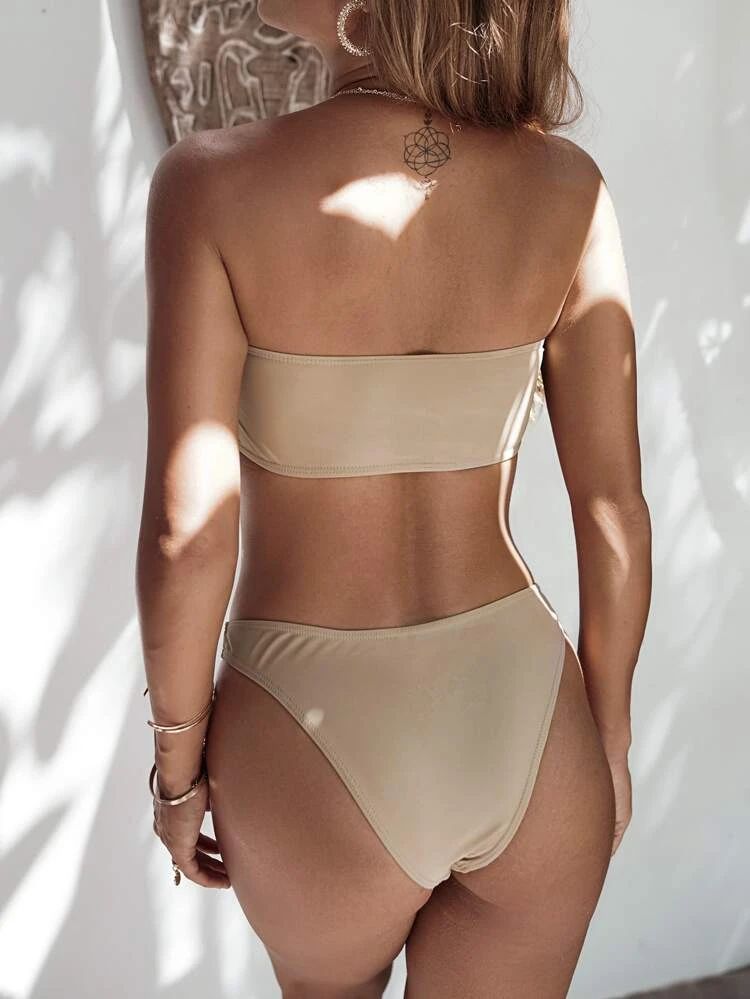 Ruffle Trim Bandeau Bikini Swimsuit | SHEIN