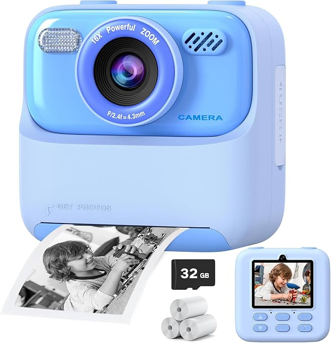 Kids Instant Digital Cameras for Boys and Girls, 1080P HD Dual-Lens Selfie Digital Camera with Pr... | Amazon (US)
