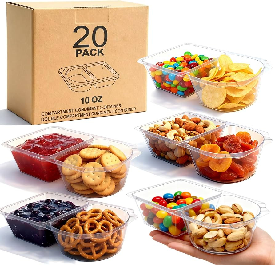 10 OZ New Snack Pack Containers &Reusable Snack Containers with Lids-Double Compartment Meal Prep... | Amazon (US)