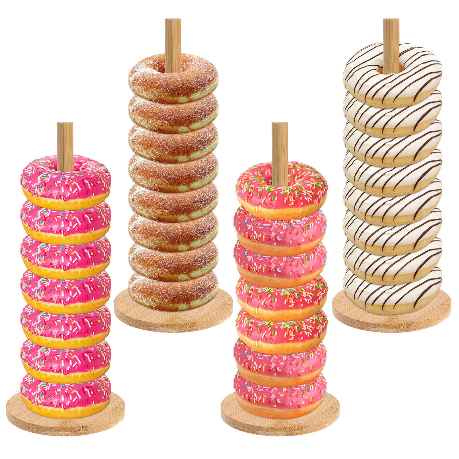 Giantree 4 Pack Donut Stand, Donut Stand For Dessert Table Donut Wooden Stand Donut Display Stand... | Amazon (US)