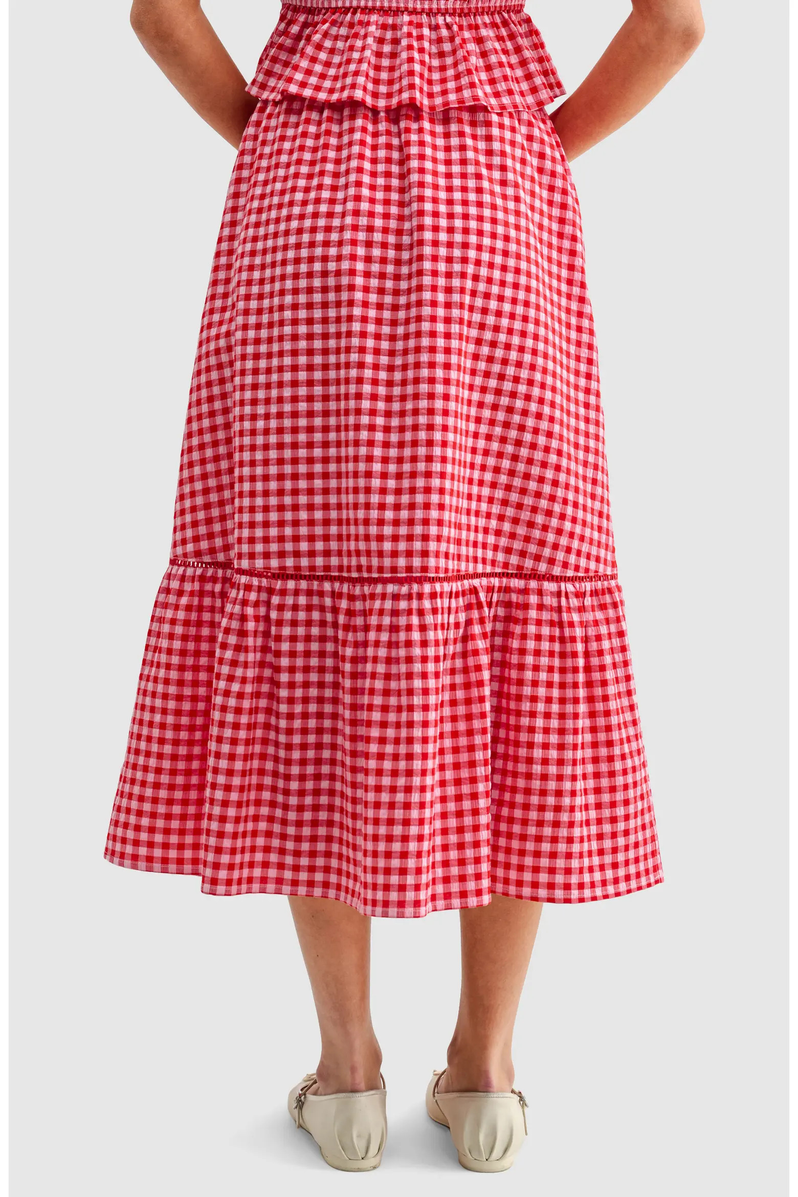 Gingham Cotton Blend Midi Skirt (Women) | Nordstrom | Nordstrom