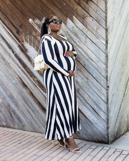 Third trimester of pregnancy calls for bodycon dresses and vertical stripes 

#LTKunder100 #LTKbump #LTKcurves