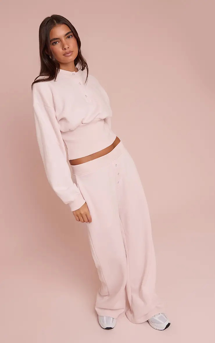 Baby Pink High Waist Straight Leg Joggers | PrettyLittleThing UK